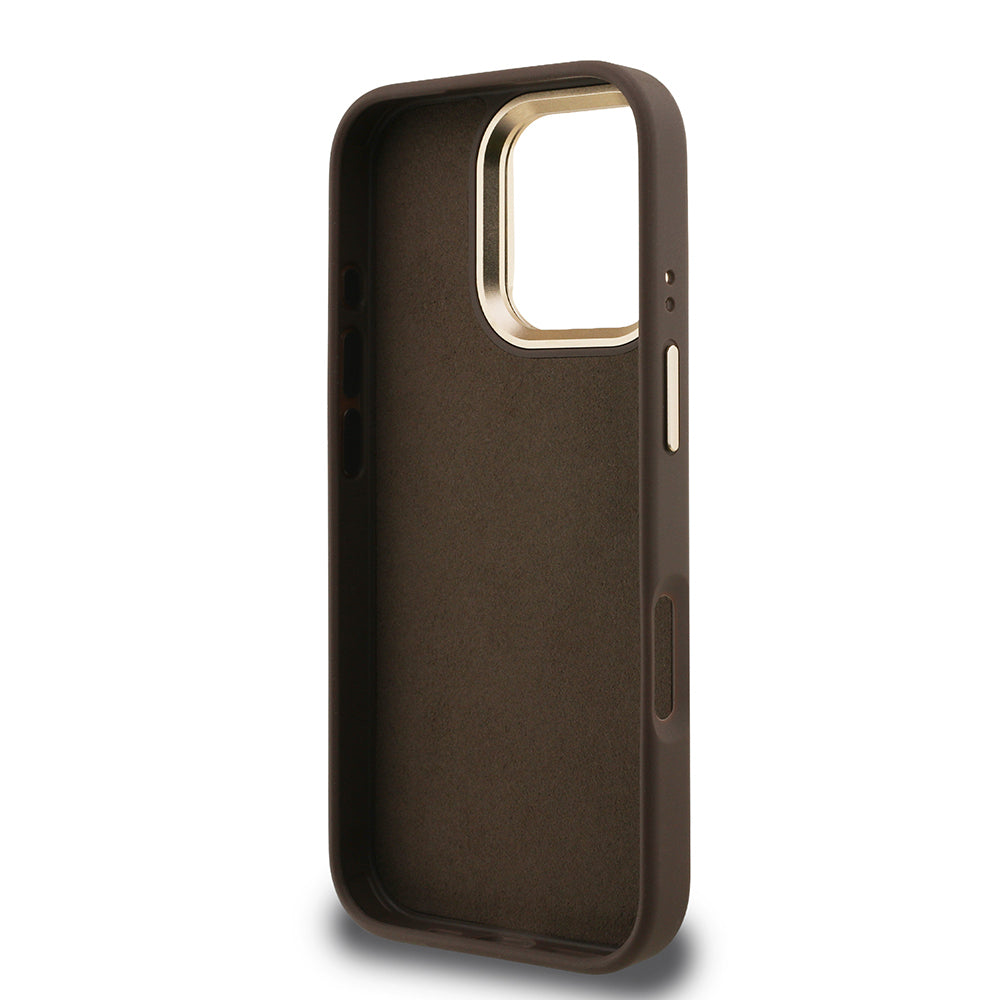 Guess iPhone 16 Pro Max Orjinal Lisanslı PU Deri 4G Desenli Metal Büyük 4G ve Yazı Logolu Kamera Standlı Kılıf Guess iPhone 16 Pro Max Orjinal Lisanslı PU Deri 4G Desenli Metal Büyük 4G ve Yazı Logolu Kamera Standlı Kılıf